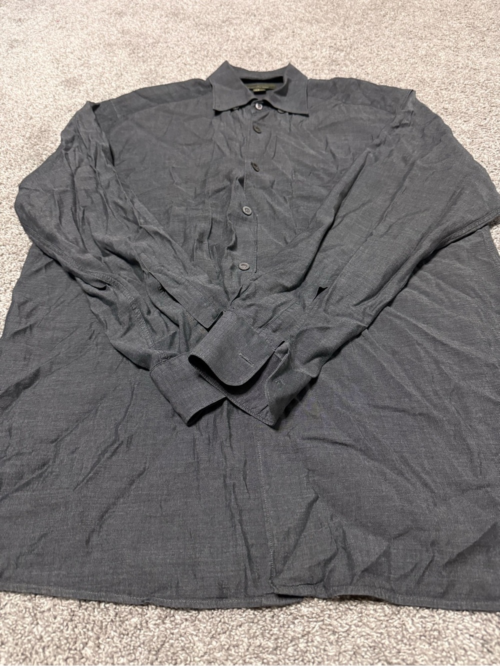 Ermenegildo Zegna Men's Long-Sleeve Button-Down Shirt — Charcoal Gray